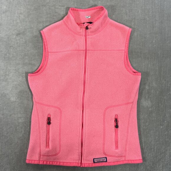 Vineyard Vines Womens Size XS Pink Full Zip Fleece Vest - Picture 1 of 6